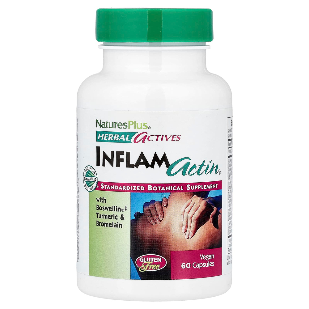 NaturesPlus, Herbal Actives, InflamActin®, 60 веганских капсул