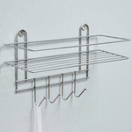 Полка настенная 33*12,5*21см 4 крючка хром "Lecco Plus"