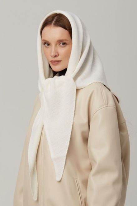 Оренбургский платок-косынка К501-02 экрю