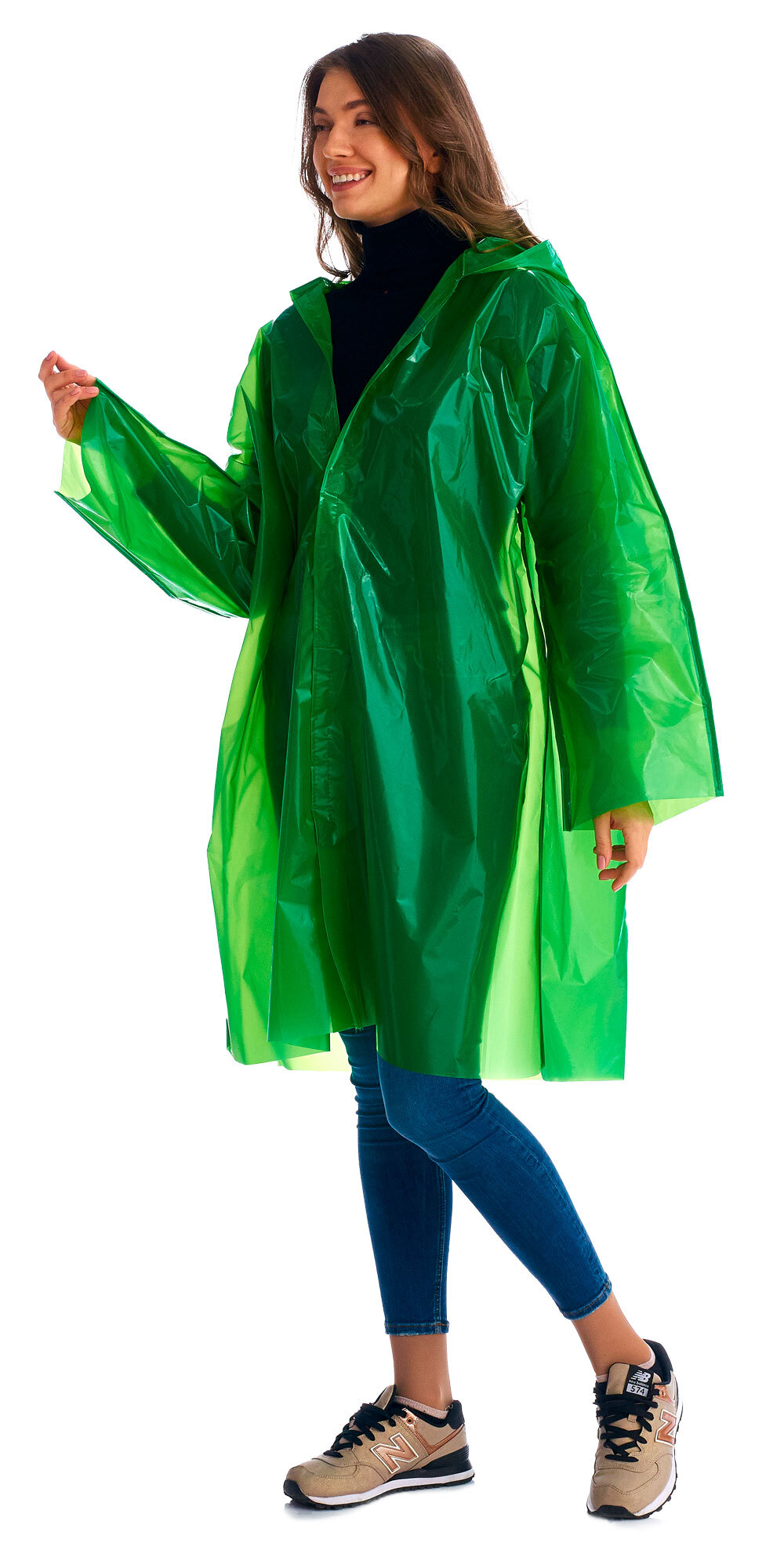 Плащ-дождевик Сириус-Люкс на липучке ПВД 80 мкр. пропаянные швы, зеленый