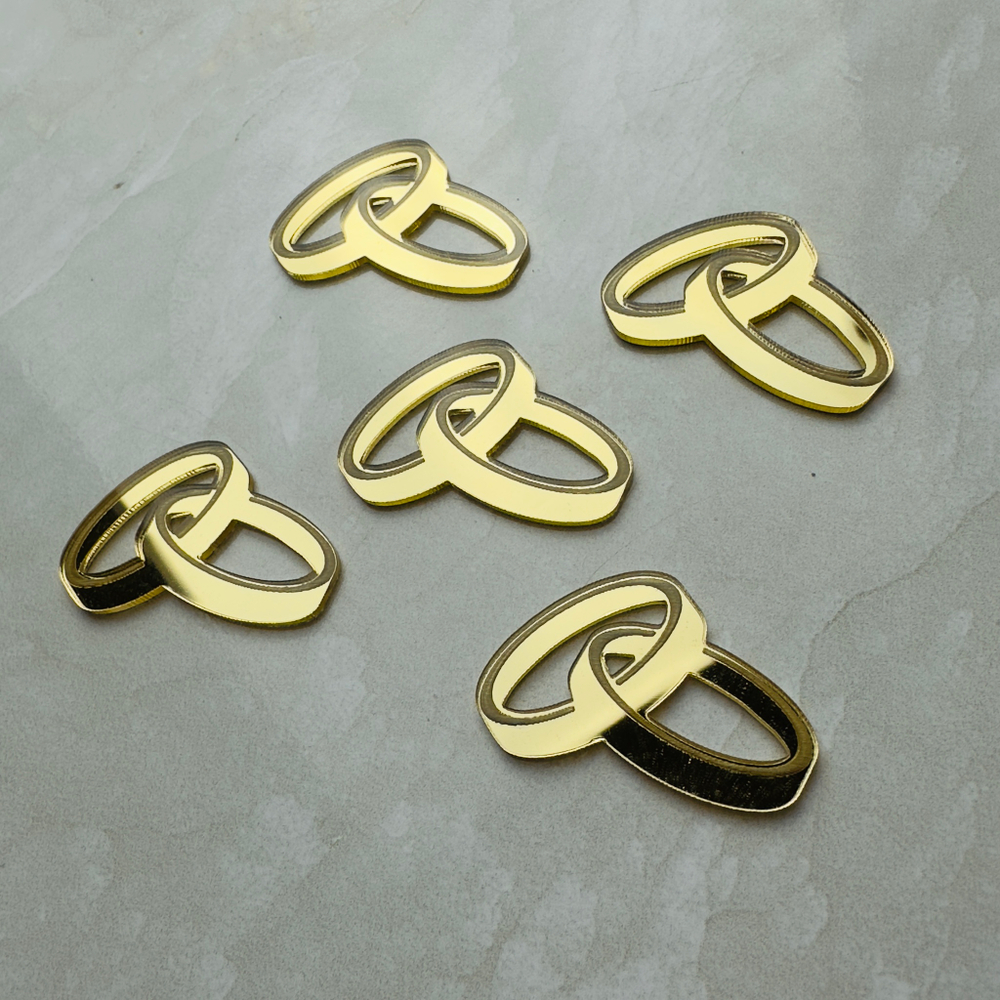 Топпер Декор "Обручальные кольца-2" 4см 5шт акрил