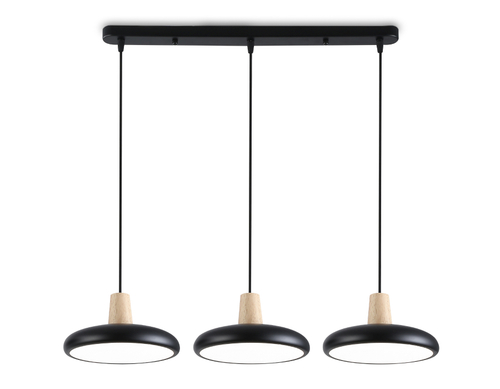 Светильник светодиодный подвесной FL4841/3 BK/WD черный/дерево 72W 3000-6000K 550*200*800 (без ПДУ)