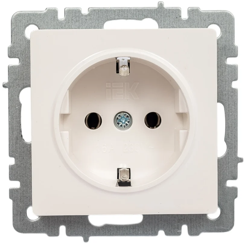 Розетка Brite с заземл без шторки, бел ИЕК