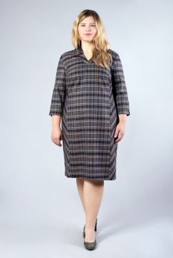 Платье женское 3811АП, синяя серая кл #406ССК053811АП