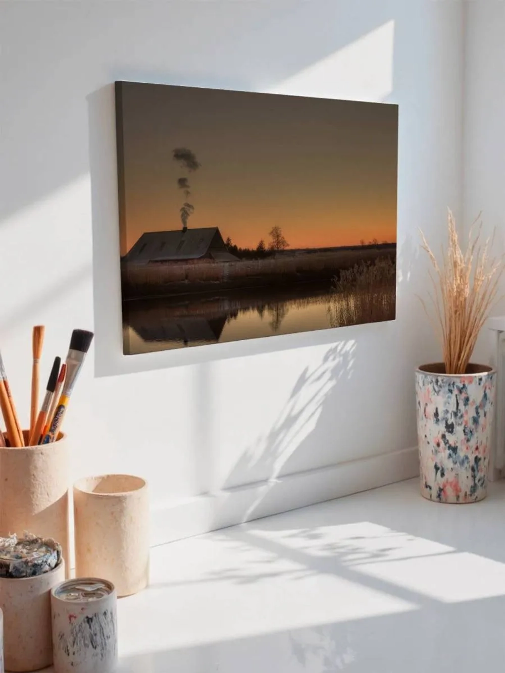 Картина на стену 40 X 50 Дом у озера