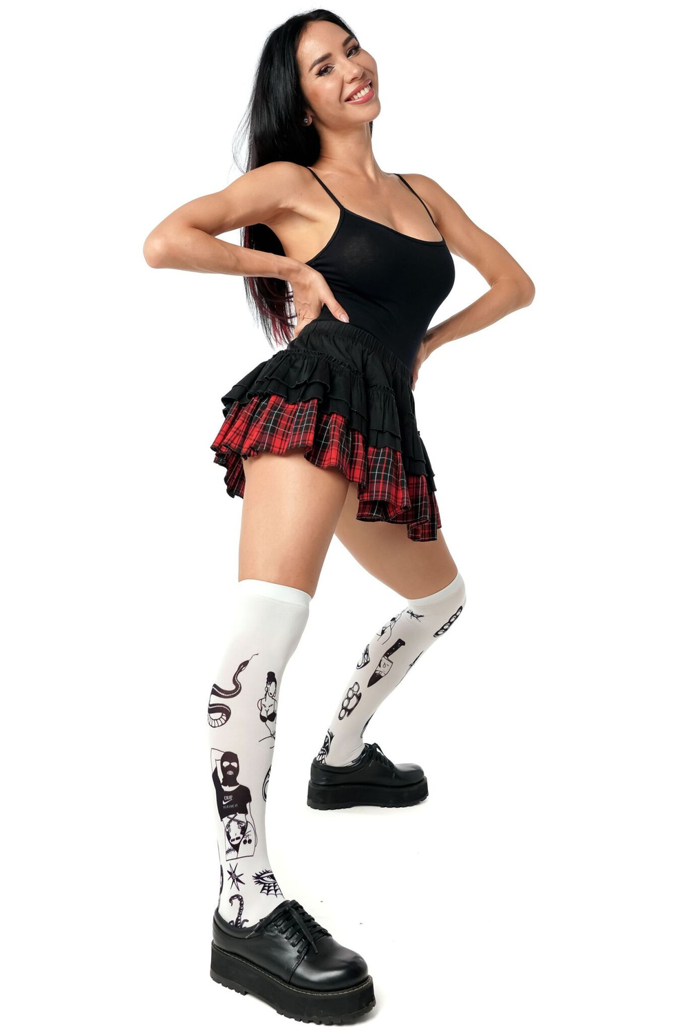 Белые гольфы с принтом в виде тату (Цвет: белый)