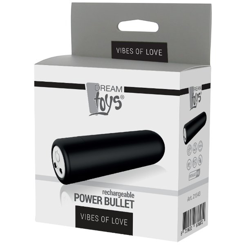 Черная перезаряжаемая вибропуля Power Bullet (Цвет: черный)