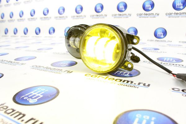 Противотуманные фары (ПТФ)  линзованные "Sal-Man" (3 диода LED 50W два режима (3000K+6000K)) на Лада Веста, Нива Урбан, Гранта FL, Ларгус FL, X-Ray, Renault, Nissan, Honda, Ford, Opel, Peugeot, Mitsubishi, Daewoo (арт. 00893)