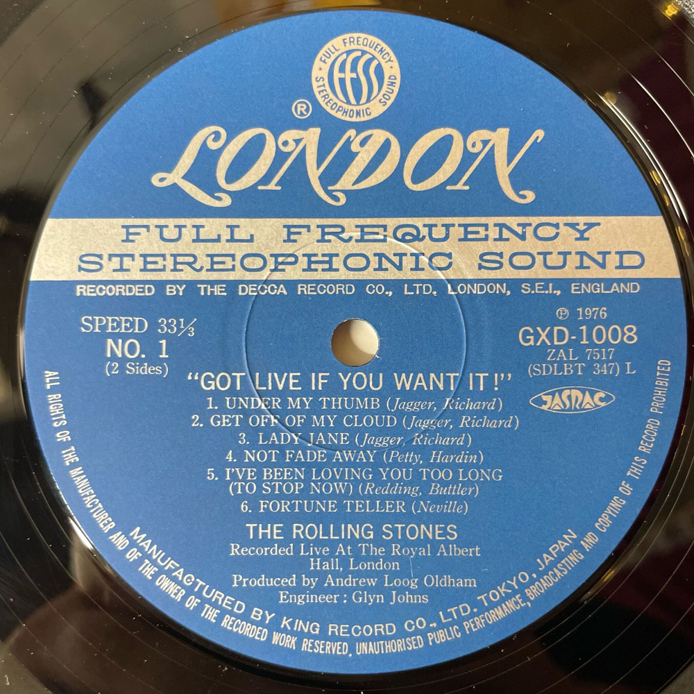 Винтажная виниловая пластинка LP The Rolling Stones Got Live If You Want It (Japan 1976) (No Obi) Lady Jane