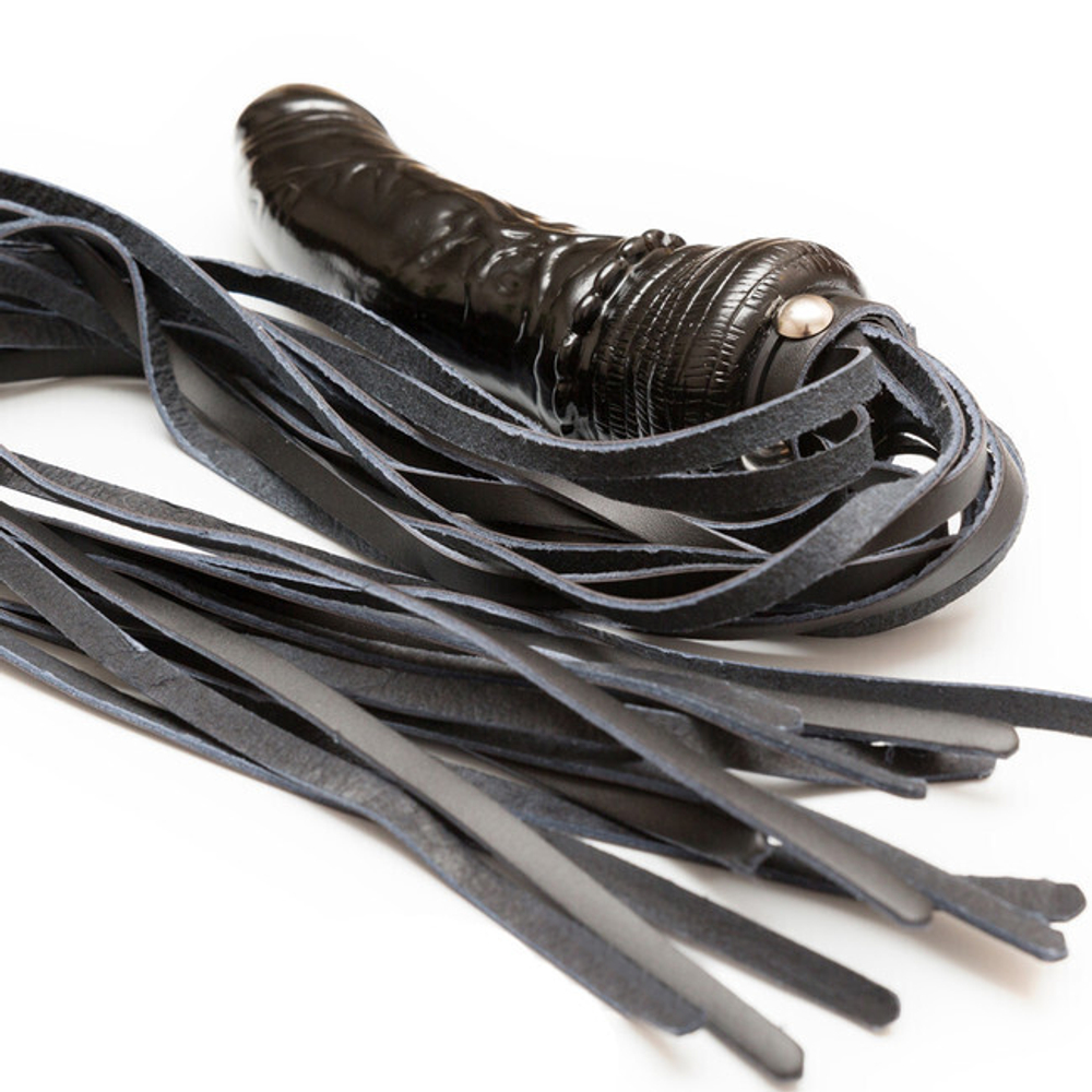 Черная плеть с фаллоимитатором (Цвет: черный)