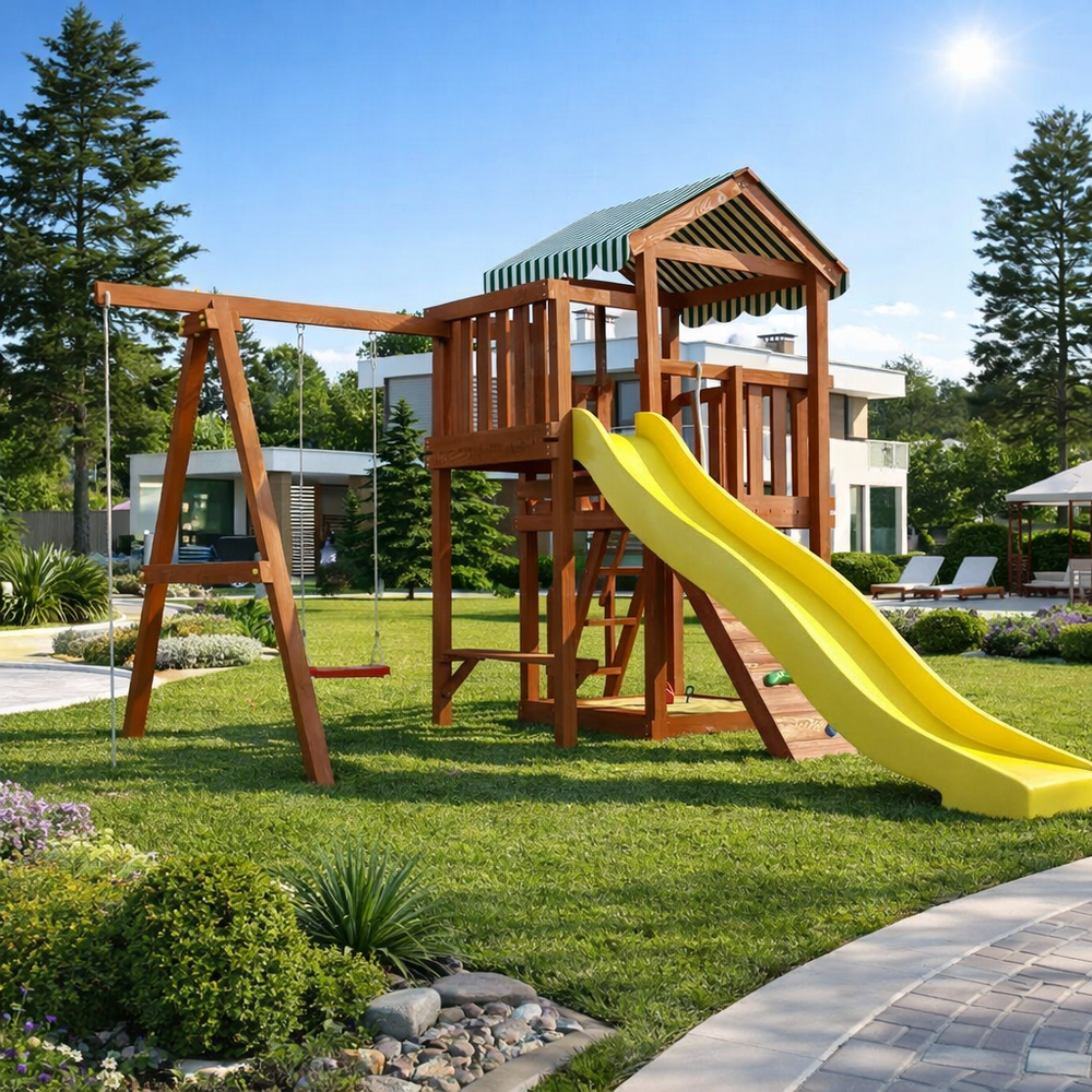 Детский игровой комплекс Савушка "Мастер" - 1 (с окраской) горка 3м