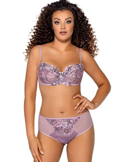 Бюстгальтер с чашками с цветочным принтом и вышивкой люрексом (Размер: 90B) (Цвет: сиреневый)