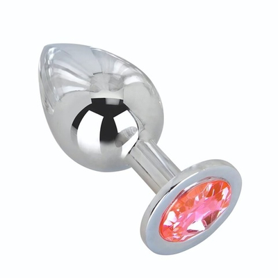 Большой стальной плаг с розовым кристаллом Pink Bubble Gum - 9,5 см. (Цвет: розовый)