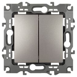 Переключатель ЭРА Серия 12 12-1106-16 двойной, 10АХ-250В, титан | ЭРА 12 Титан