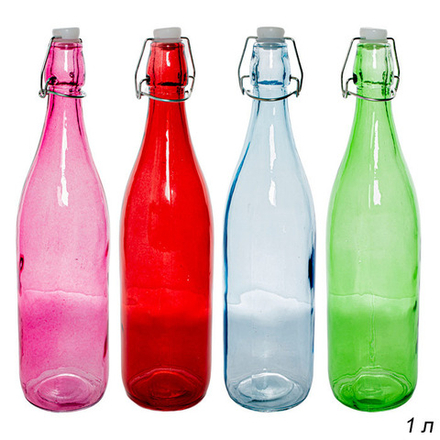 Бутылка для настойки 1 л цветная гладкая PL- 145 / в ассортименте 650319
