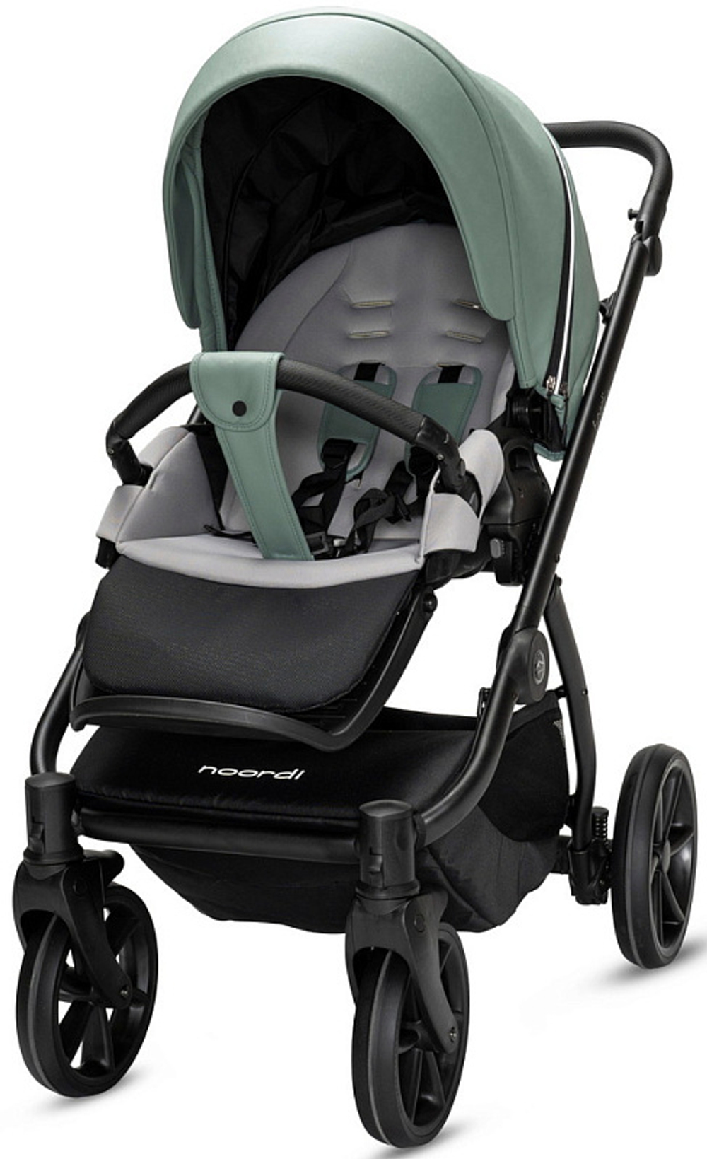 Детская коляска Noordi Fjordi Leather V2 3 в 1 с автокреслом Terra Black 1462039 Sage