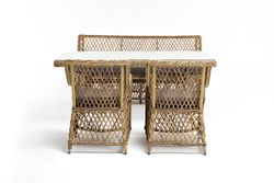 "Катания" обеденная группа плетеная на 4 персоны, цвет соломенный