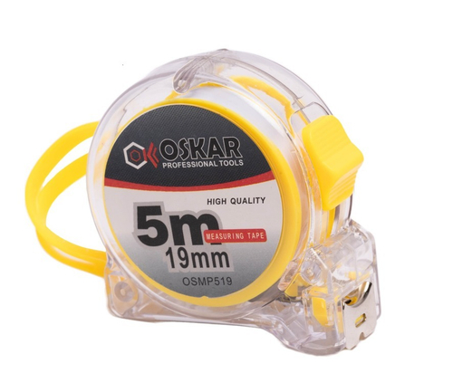 РУЛЕТКА OSKAR 5М*19ММ ПРОЗРАЧНАЯ OSMP519