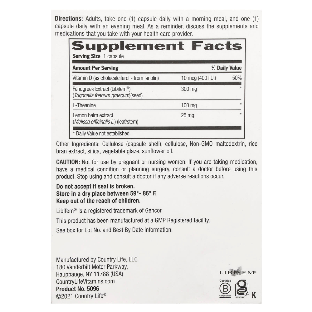 Country Life, Libido Rescue ™, 60 вегетарианских капсул