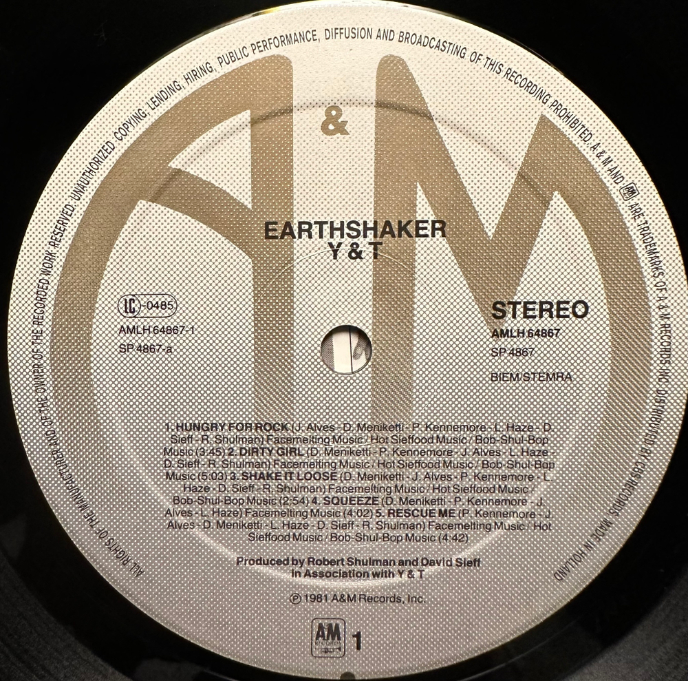 Y & T - Earthshaker (Голландия 1981г.)