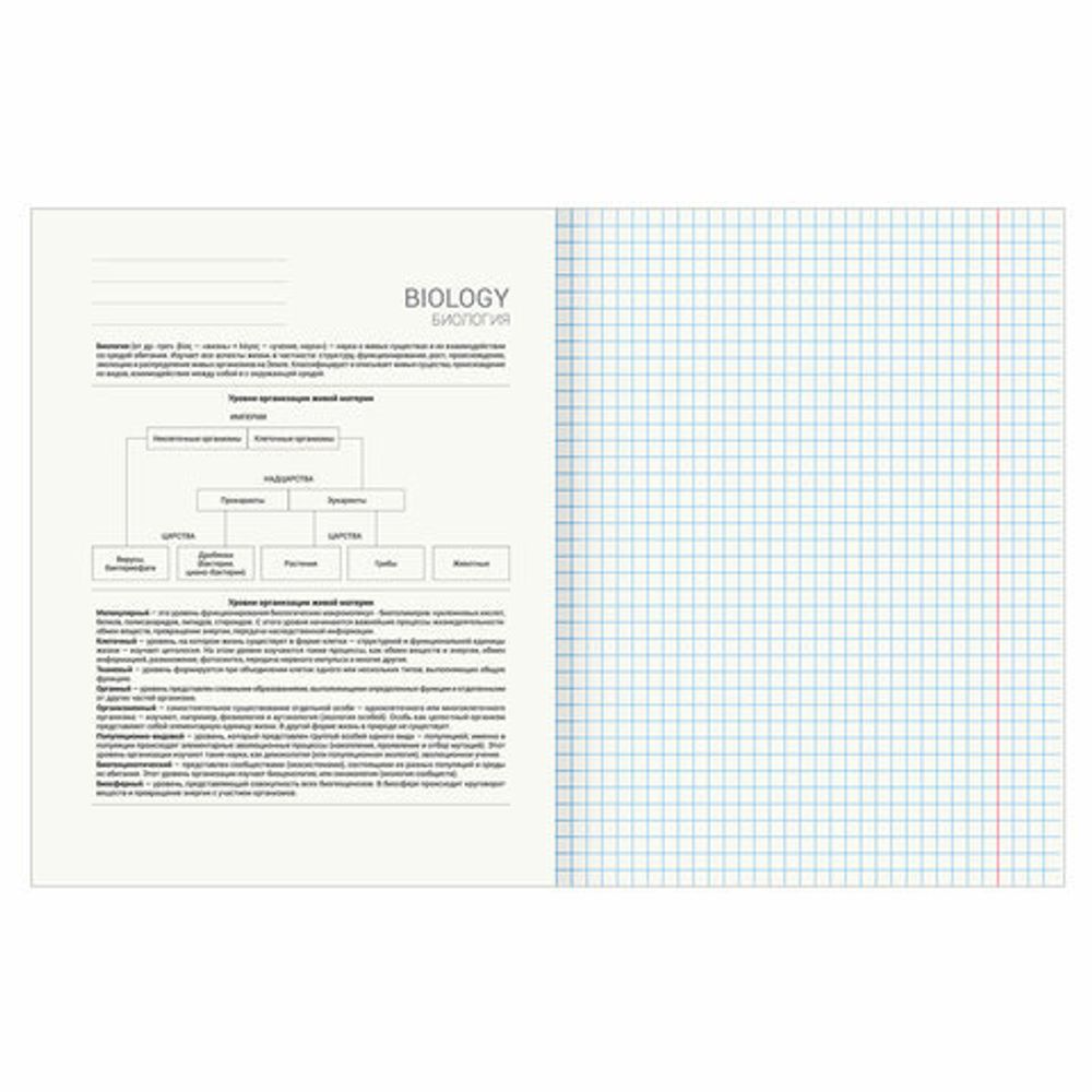 Тетрадь предметная "КЛАССИКА SCIENCE" 48 л., обложка картон, БИОЛОГИЯ, клетка, подсказ, BRAUBERG, 404809