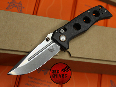 Нож Benchmade Mini Adamas - рукоять мраморный карбон, клинок стоунвош BM273FE-2BK