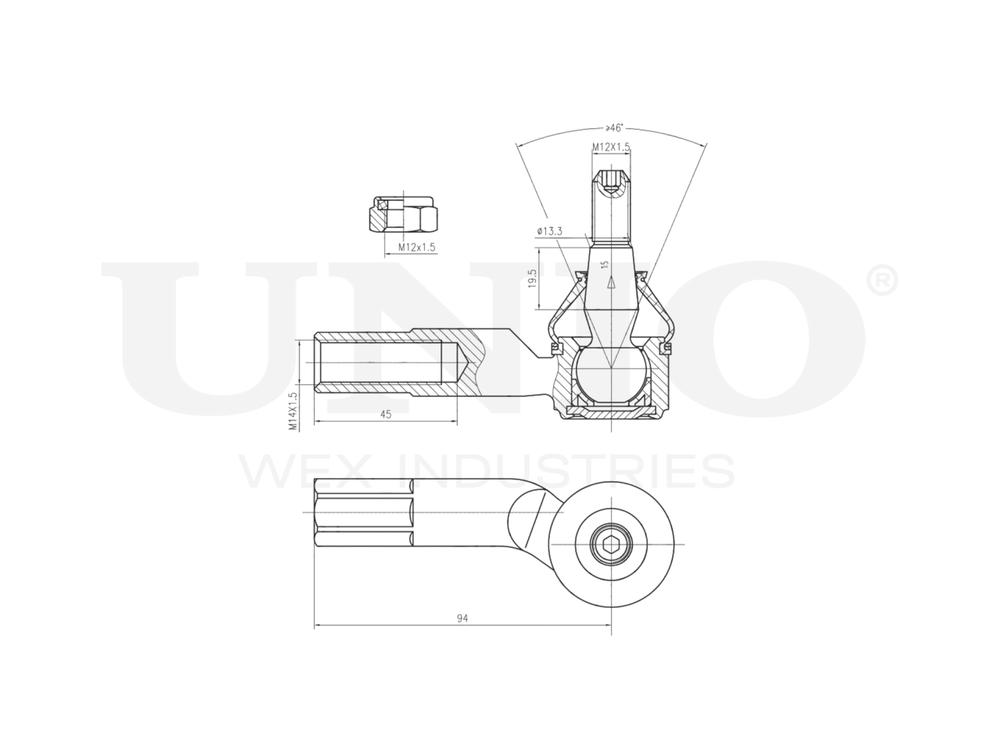 Наконечник рулевой левый UNIO SSP-10161