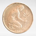 Germany, 50 Pfennigs, 1970, (Stuttgart Mint - "F"), VF