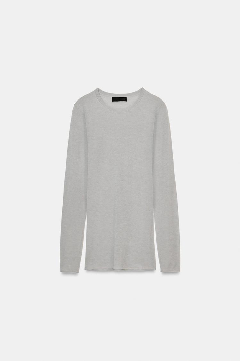 ZARA ТОНКИЙ СВИТЕР ИЗ СМЕСОВОЙ ШЕРСТИ, ЖЕМЧУЖНО-СЕРЫЙ