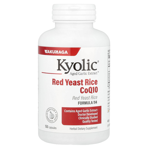 Kyolic, Aged Garlic Extract ™, красный дрожжевой рис с коэнзимом Q10, формула 114, 150 капсул