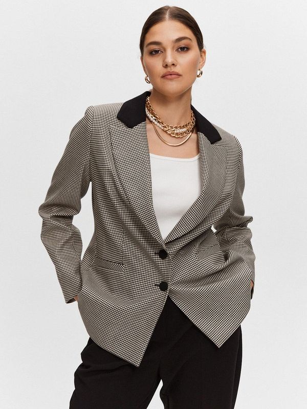 Жакет однобортный, черно-белая гусиная лапка