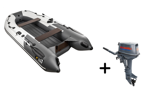 Ривьера 3200 НДНД компакт серый-графит + KAMISU T 9.8 BMS (комплект лодка + мотор)