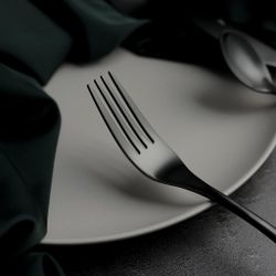 Вилка столовая 21,5 см матовая черный цвет PVD   [12]