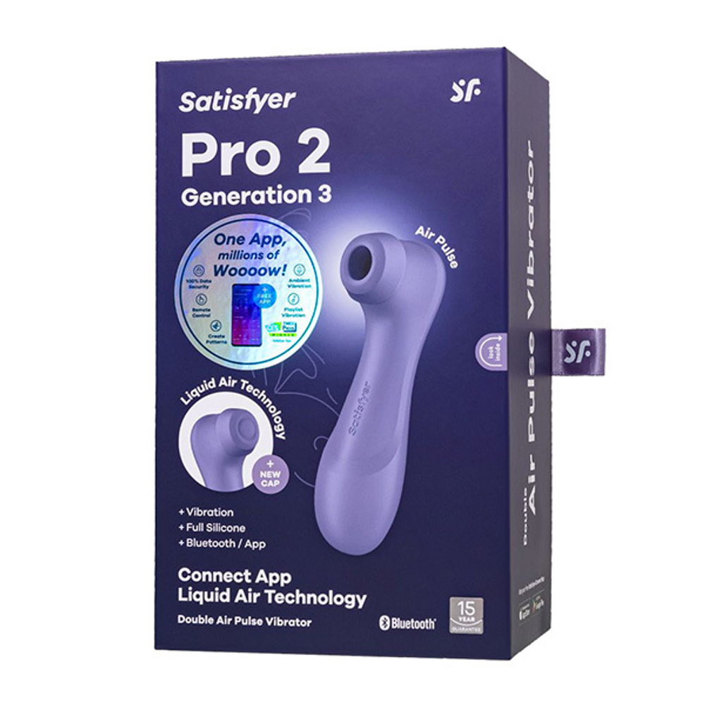 Сиреневый вакуум-волновой клиторальный стимулятор 16,5см Satisfyer Pro 2 Generation 3 with app control