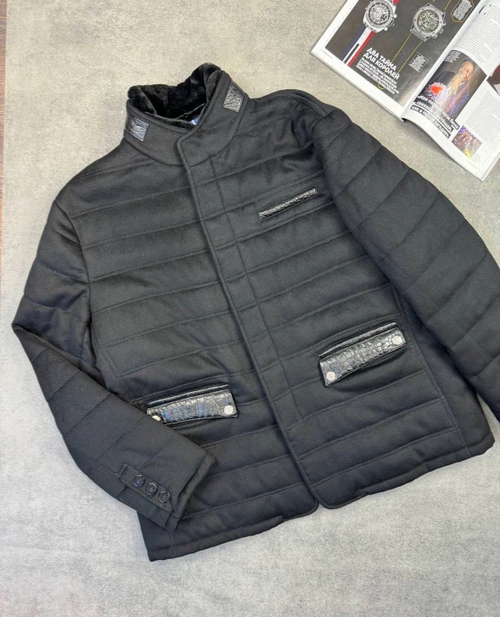 Кашемировая куртка Stefano Ricci со вставками кожи крокодила