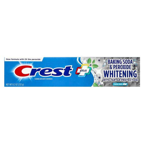 Crest, Plus, зубная паста с фтором, пищевая сода и отбеливающая перекись, свежая мята, 232 г (8,2 унции)