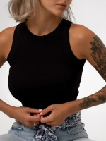 Черный кроп топ укороченный под пиджак