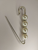 Булавка брошь "Жемчужины-стразы." для кардигана, пальто, платков, костюмов, одежды. Цвет жемчужный белый.