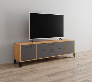 Тумба-ТВ ПАРУС-13 дуб крафт золотой / кашемир