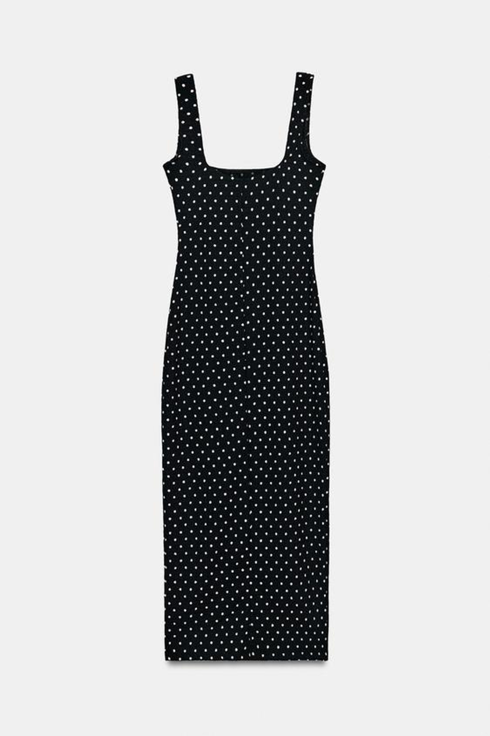 ZARA ПЛАТЬЕ МИДИ ИЗ РЕЛЬЕФНОЙ ТКАНИ, БЕЛЫЙ/ЧЕРНЫЙ