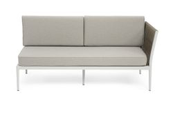 "Касабланка" левый модуль плетеный из роупа, каркас алюминий светло-серый (RAL7035) муар, роуп серо-коричневый 23мм, ткань бежевая 15052