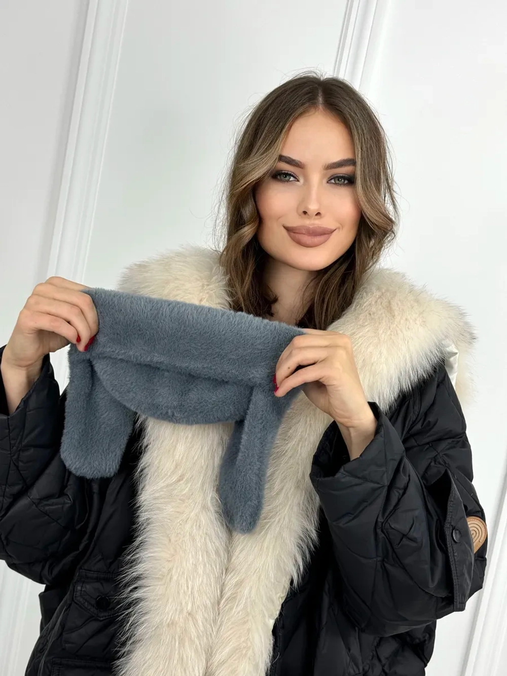 шапка зимняя ушанка из мягкого экомеха меховая