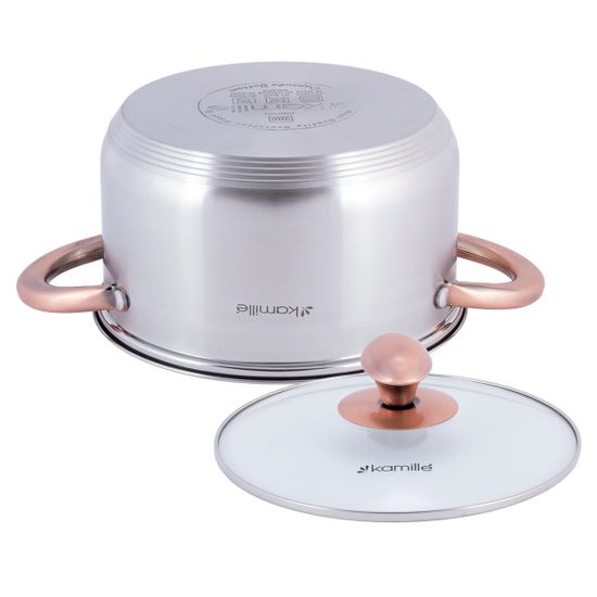 Кастрюля 5 л. из нержавеющей стали Kamille KM 4934 с медными ручками
