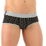 Черные мужские трусы-брифы с принтом в виде звездочек и контрастной резинкой (Размер: S) (Цвет: черный)