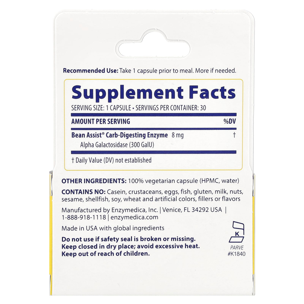 Enzymedica, BeanAssist®, 30 капсул