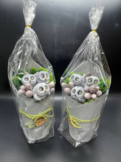 Ароматическое мыло совы и шишки в стаканчике