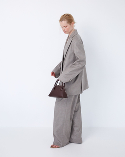 Брюки с защипами из шерсти Стелла Маккартни серо-бежевый