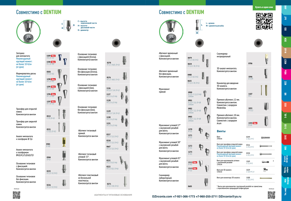 Заглушки для имплантов IMPLANTIUM, DENTIUM