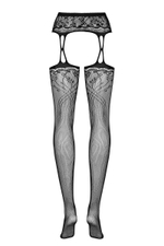 Чулочки с поясом и цветочным рисунком (Размер: S-M) (Цвет: черный)