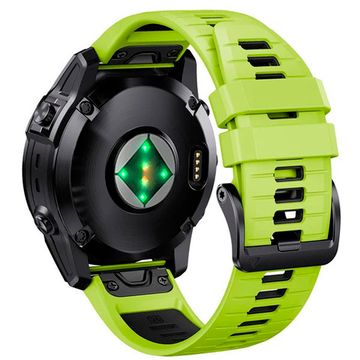 Ремешок двухцветный QuickFit 26 мм для Garmin Fenix 7x/6x/5x/5x plus/3, Descent, Tactix, Enduro, D2, Instinct 2X силиконовый (Лайм/черный)